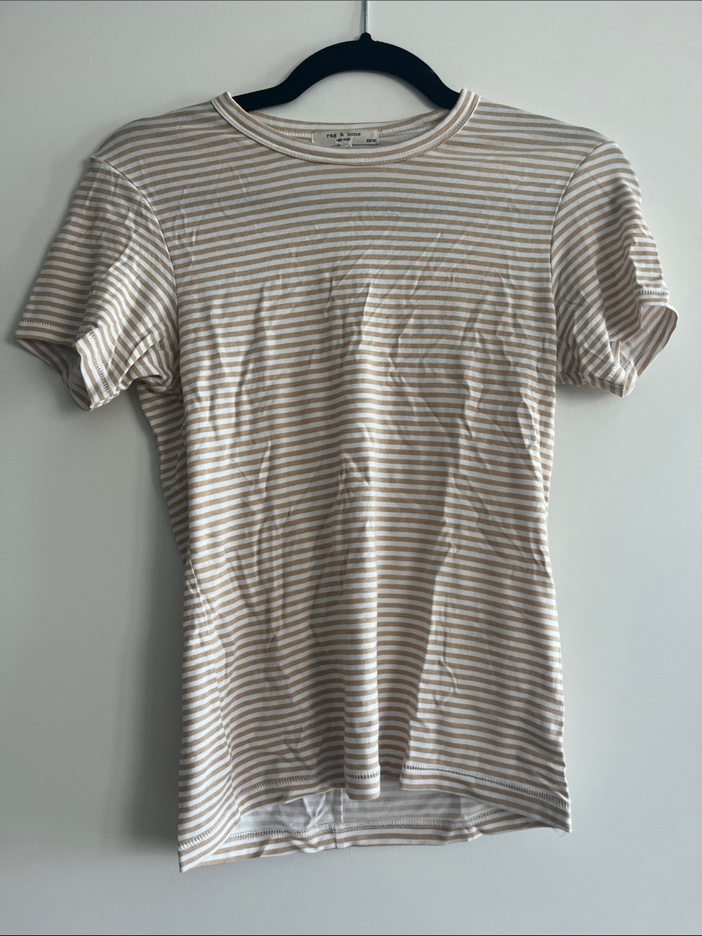 Rag & Bone Beige and White Striped Short Sleeve Tee